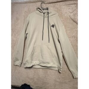 RGSTR Bear Money Graphic Hoodie Beige Fleece Lined Mens Large